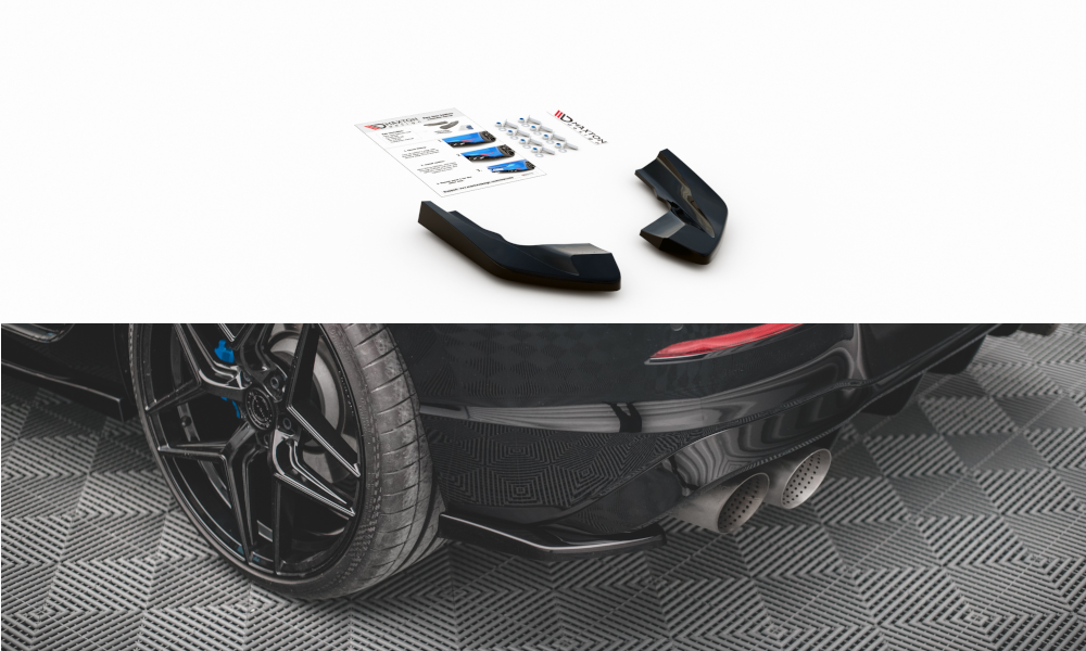 Heck Ansatz Flaps Diffusor V.2 passend für VW Golf R Hatchback Mk8 Facelift schwarz Hochglanz – Ansicht 2