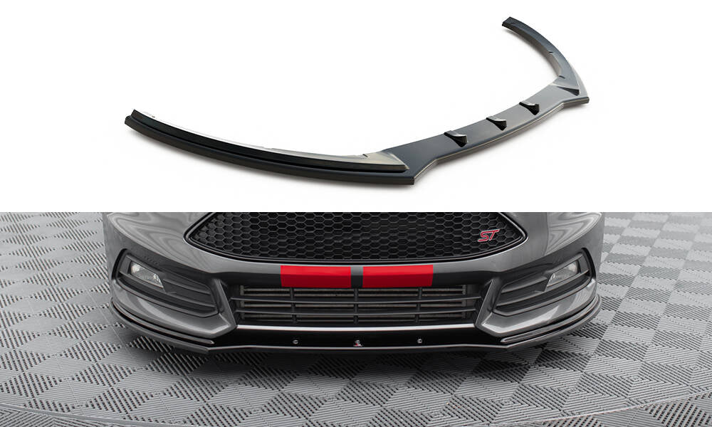 Street+ Spoilerlippe Front Ansatz V.1 passend für Ford Focus ST Mk3 FL schwarz Hochglanz – Ansicht 2
