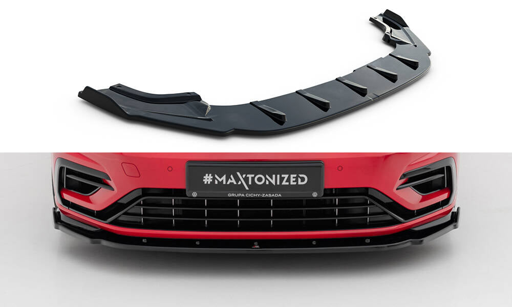 Street+ Spoilerlippe Front Ansatz V.1 passend für VW Golf R / R-Line Mk7 Facelift schwarz Hochglanz – Ansicht 2