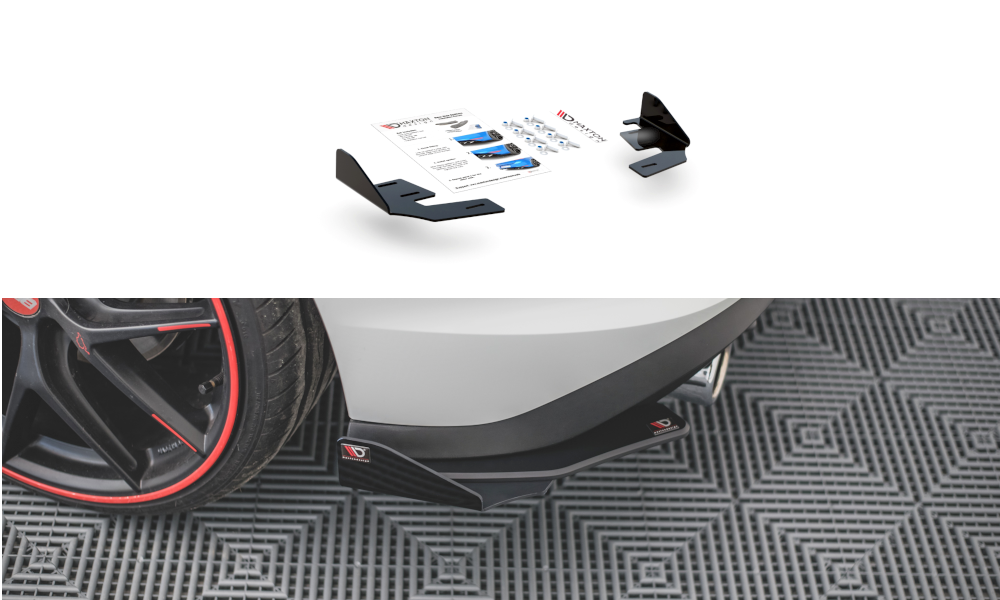 Hintere Seiten Flaps passend für VW Golf GTI / GTE / R-Line Mk8 schwarz Hochglanz – Ansicht 2