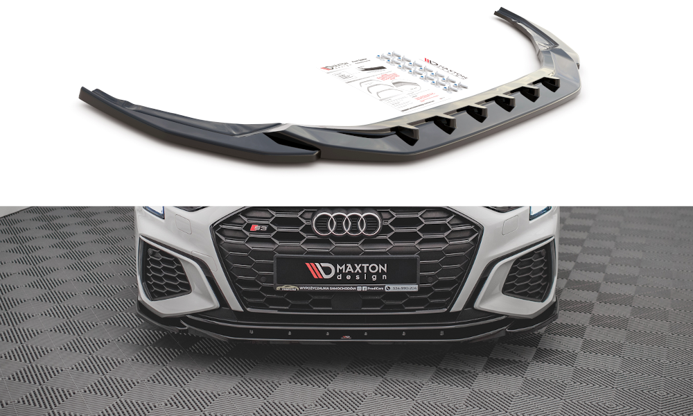 Street+ Spoilerlippe Front Ansatz V.4 passend für Audi S3 / A3 S-Line 8Y schwarz Hochglanz – Ansicht 2