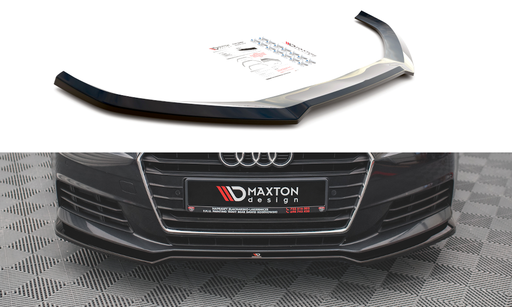 Street+ Spoilerlippe Front Ansatz V.2 passend für Audi A4 B9 schwarz Hochglanz – Ansicht 2