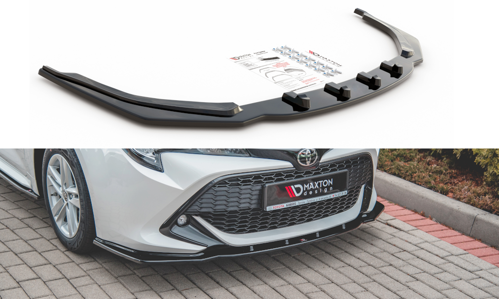 Street+ Spoilerlippe Front Ansatz V.1 passend für Toyota Corolla XII Touring Sports/ Hatchback schwarz Hochglanz – Ansicht 2