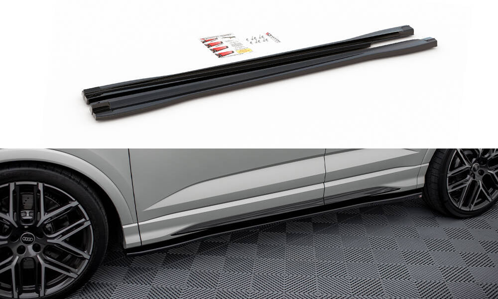 Street+ Seitenschweller Leisten V.2 passend für Audi Q3 S-Line / RSQ3 Sportback / SUV F3 schwarz Hochglanz – Ansicht 2