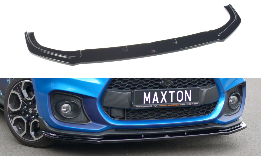 Street+ Spoilerlippe Front Ansatz V.1 passend für SUZUKI SWIFT 6 SPORT schwarz Hochglanz – Ansicht 2