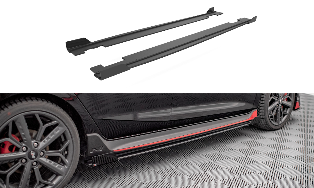 Street Pro Street+ Seitenschweller Leisten + Flaps passend für Hyundai I20 N Mk3 schwarz Hochglanz – Ansicht 2