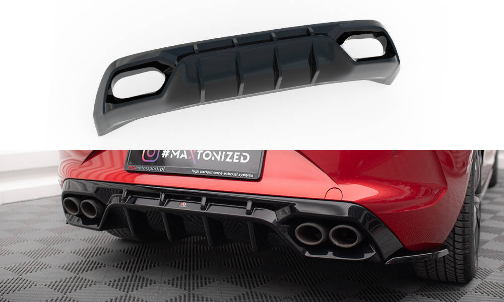 Diffusor Heck Ansatz passend für Cupra Leon Hatchback Mk1 schwarz Hochglanz – Ansicht 2