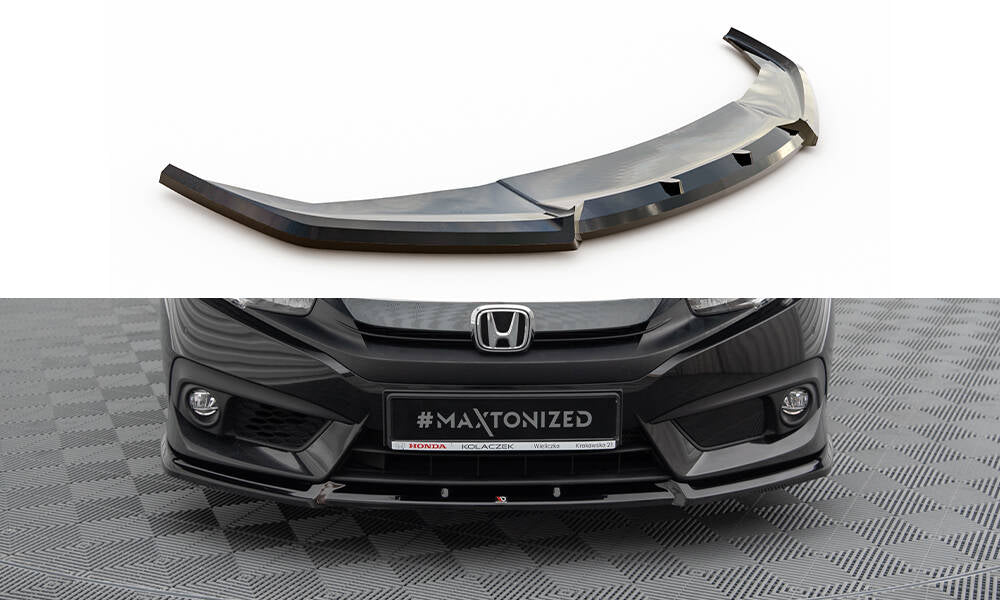 Street+ Spoilerlippe Front Ansatz V.1 passend für Honda Civic Limousine Mk10 schwarz Hochglanz – Ansicht 2