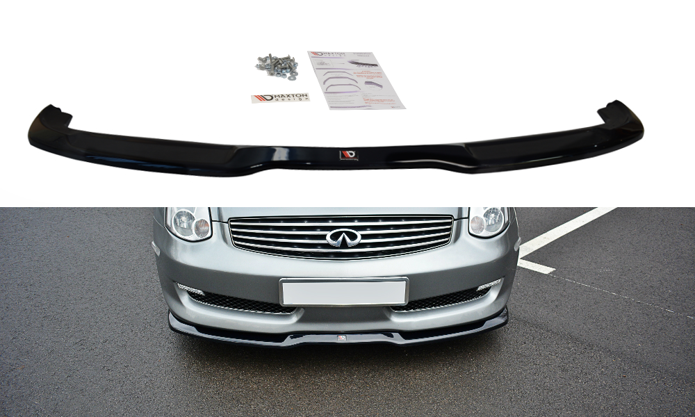 Street+ Spoilerlippe Front Ansatz V.1 passend für INFINITI G35 COUPE schwarz Hochglanz – Ansicht 2