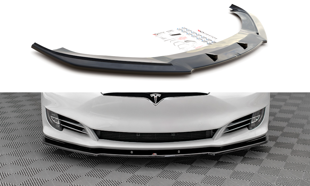 Street+ Spoilerlippe Front Ansatz V.1 passend für Tesla Model S Facelift schwarz Hochglanz – Ansicht 3