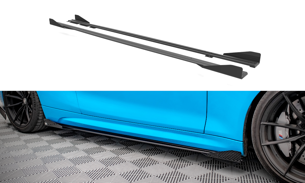 Street Pro Street+ Seitenschweller Leisten + Flaps passend für BMW M2 F87 schwarz Hochglanz – Ansicht 2