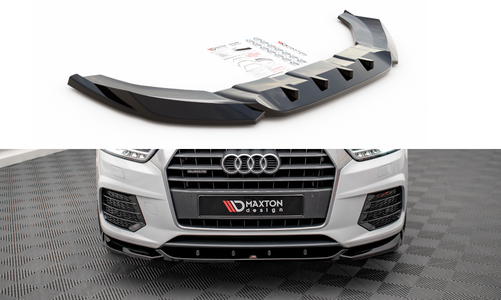 Street+ Spoilerlippe Front Ansatz V.1 passend für Audi Q3 Sport 8U Facelift schwarz Hochglanz – Ansicht 2