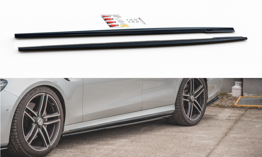 Street+ Seitenschweller Leisten passend für Mercedes-Benz E63 AMG Kombi/Limousine S213/W213 schwarz Hochglanz – Ansicht 2
