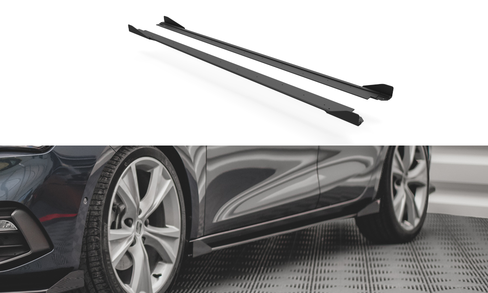 Street Pro Street+ Seitenschweller Leisten + Flaps passend für Seat Leon FR Mk4 schwarz Hochglanz – Ansicht 2