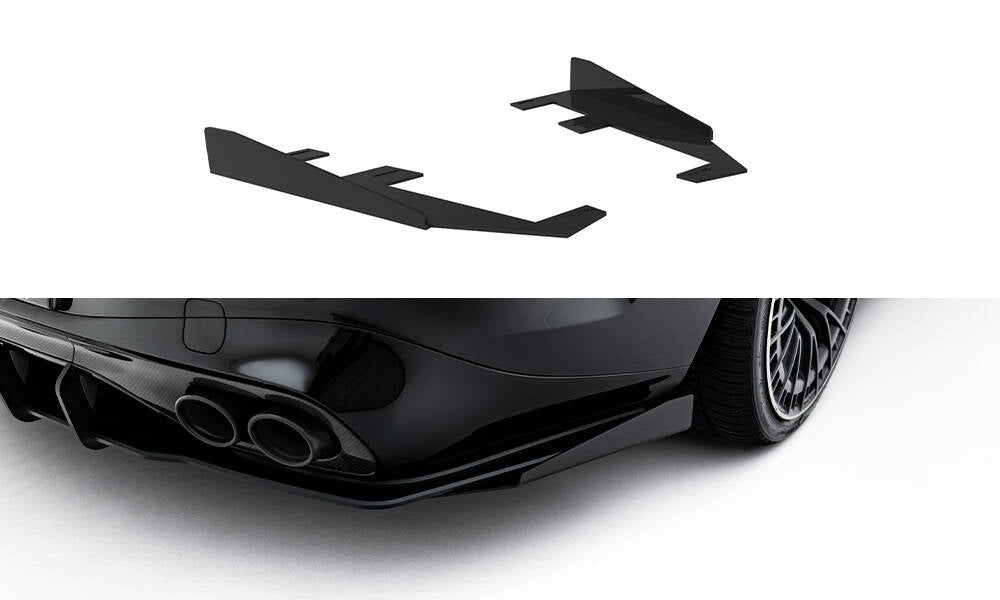Hintere Seiten Flaps passend für Mercedes-AMG CLE 53 C236 schwarz Hochglanz – Ansicht 2