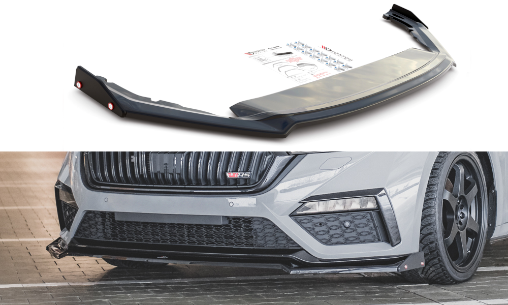 Street+ Spoilerlippe Front Ansatz V.2 + Flaps passend für Skoda Octavia RS Mk4 – Ansicht 2