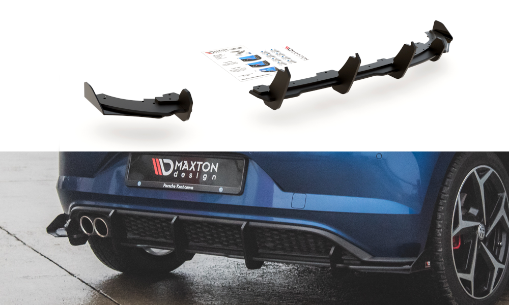 Street Pro Diffusor Heck Ansatz + Flaps passend für VW Polo GTI Mk6 schwarz Hochglanz – Ansicht 2