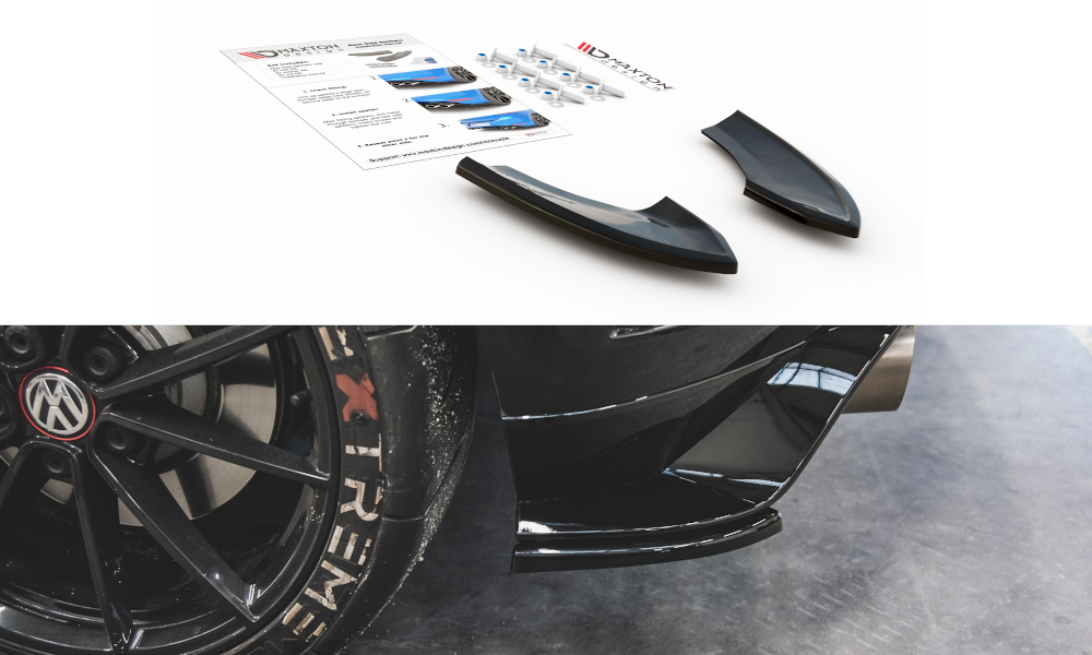 Heck Ansatz Flaps Diffusor passend für VW Golf 7 GTI TCR schwarz Hochglanz – Ansicht 2