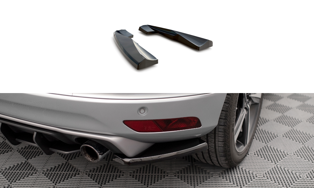 Heck Ansatz Flaps Diffusor passend für Volvo XC60 R-Design Mk1 Facelift  schwarz Hochglanz – Ansicht 2