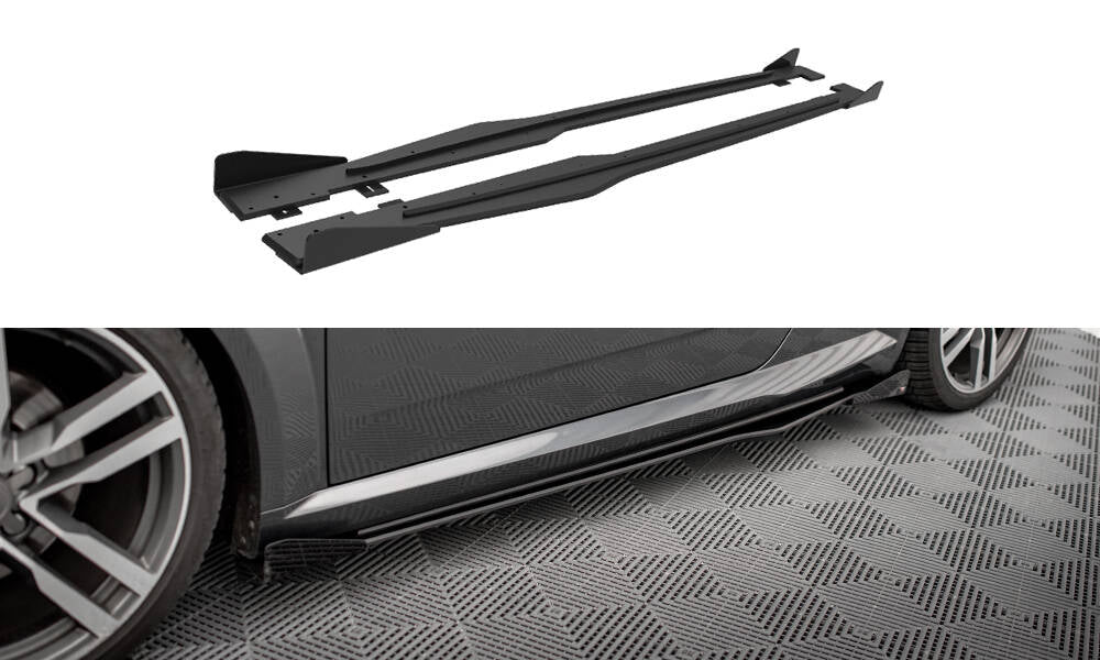 Street Pro Street+ Seitenschweller Leisten + Flaps passend für Audi TT S / S-Line 8S schwarz Hochglanz – Ansicht 2