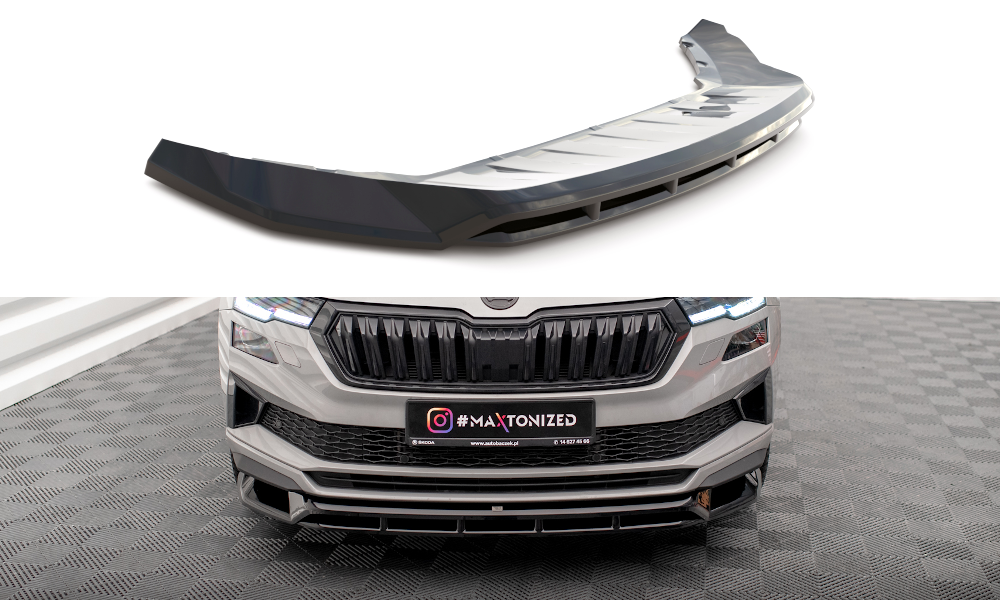Street+ Spoilerlippe Front Ansatz passend für Skoda Karoq Sportline Mk1 Facelift schwarz Hochglanz – Ansicht 2
