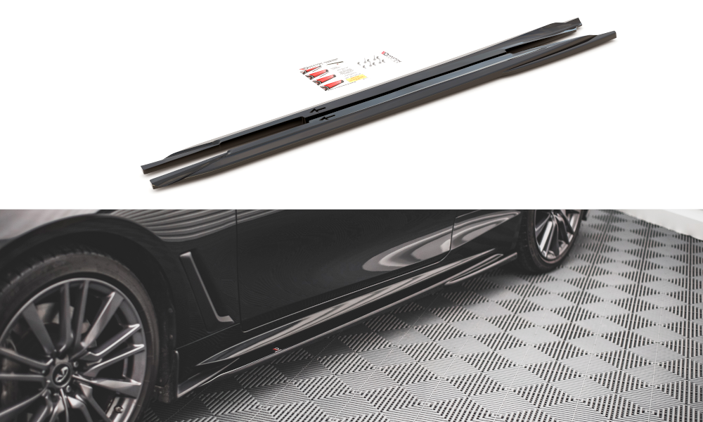 Street+ Seitenschweller Leisten passend für Infiniti Q60 S Mk2 schwarz Hochglanz – Ansicht 2