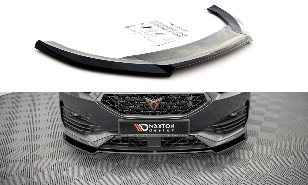 Street+ Spoilerlippe Front Ansatz V.2 passend für Cupra Leon Mk1 schwarz Hochglanz – Ansicht 2