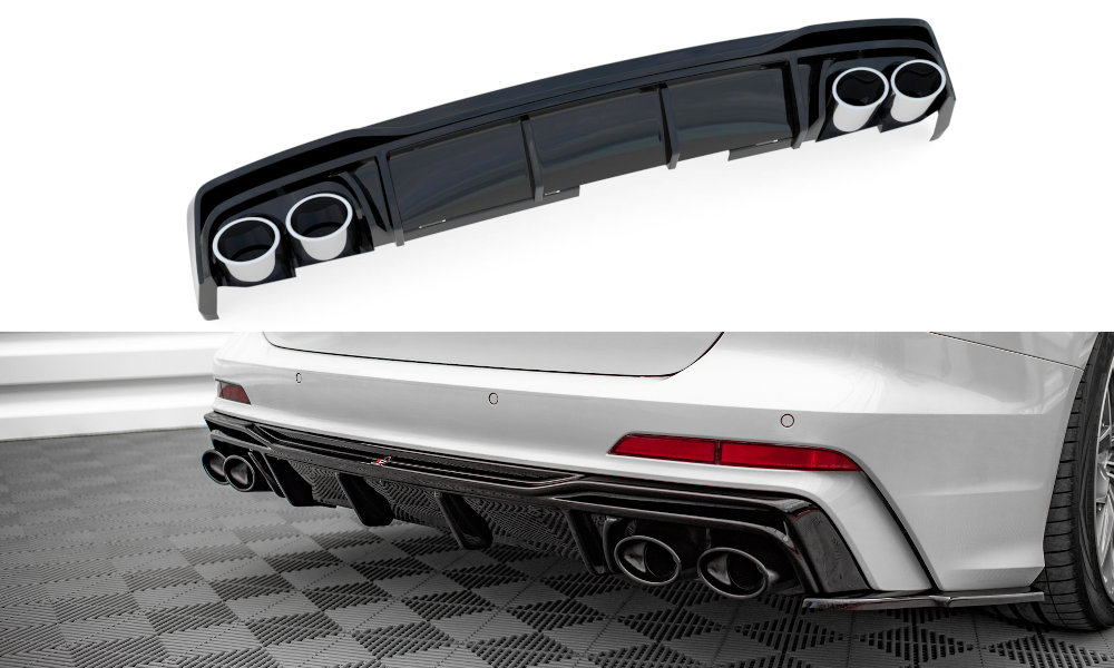 Diffusor Heck Ansatz + Endrohre für Audi A6 S-Line / S6 C8 / C8 Facelift – Ansicht 1