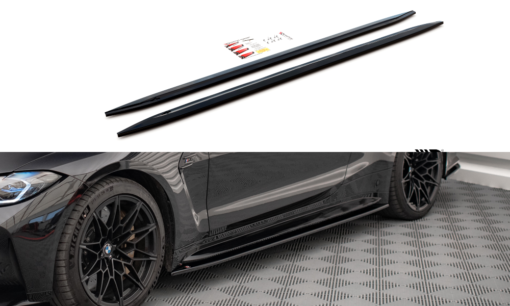 Street+ Seitenschweller Leisten V.2 passend für BMW M4 G82 / G82 Facelift schwarz Hochglanz – Ansicht 2
