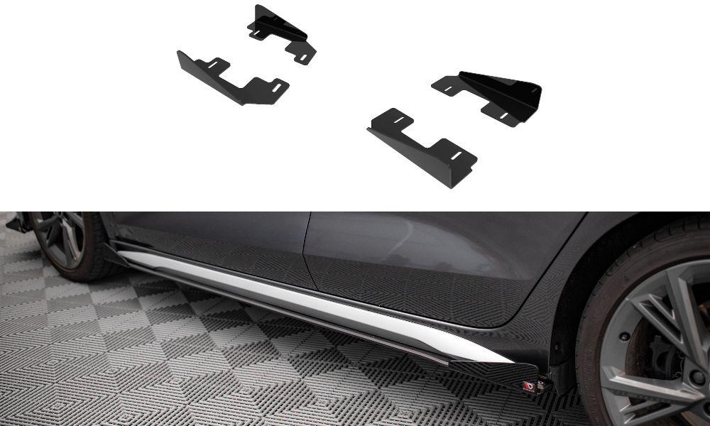 Seitenschweller Flaps passend für Audi S3 / A3 S-Line 8Y / 8Y Facelift schwarz Hochglanz – Ansicht 2