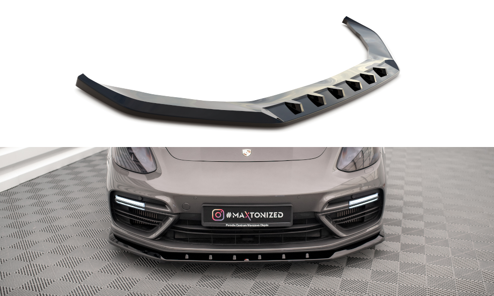 Street+ Spoilerlippe Front Ansatz V.1 passend für Porsche Panamera Turbo S E-Hybrid schwarz Hochglanz – Ansicht 2