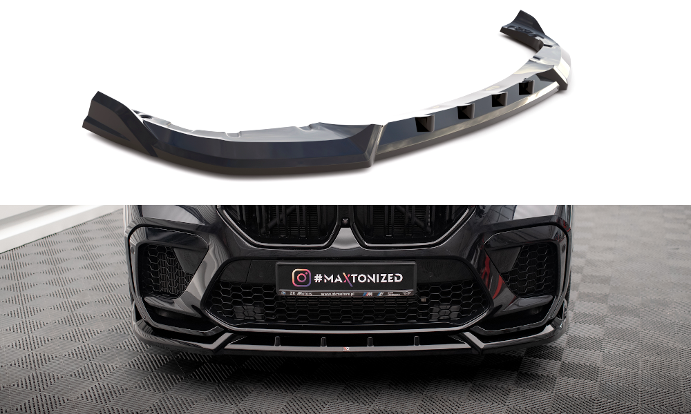 Street+ Spoilerlippe Front Ansatz V.2 passend für BMW X6 M F96 schwarz Hochglanz – Ansicht 2