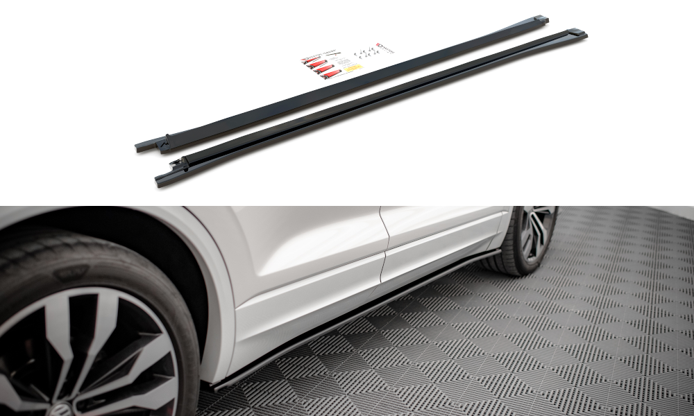 Street+ Seitenschweller Leisten passend für VW Touareg R-line Mk3 schwarz Hochglanz – Ansicht 2