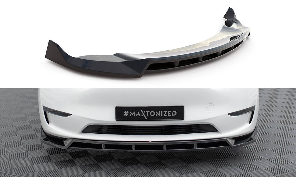 Street+ Spoilerlippe Front Ansatz V.2 passend für Tesla Model Y schwarz Hochglanz – Ansicht 2
