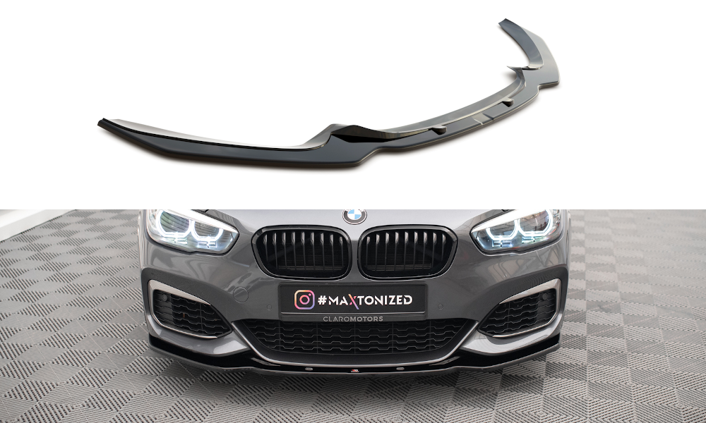 Street+ Spoilerlippe Front Ansatz V.1 passend für BMW 1er F20/F21 M-Power FACELIFT schwarz Hochglanz – Ansicht 2