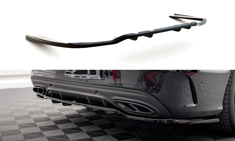 Street+ Mittlerer Diffusor RACE passend für Mercedes-Benz C AMG-Line W205 Facelift schwarz Hochglanz – Ansicht 2