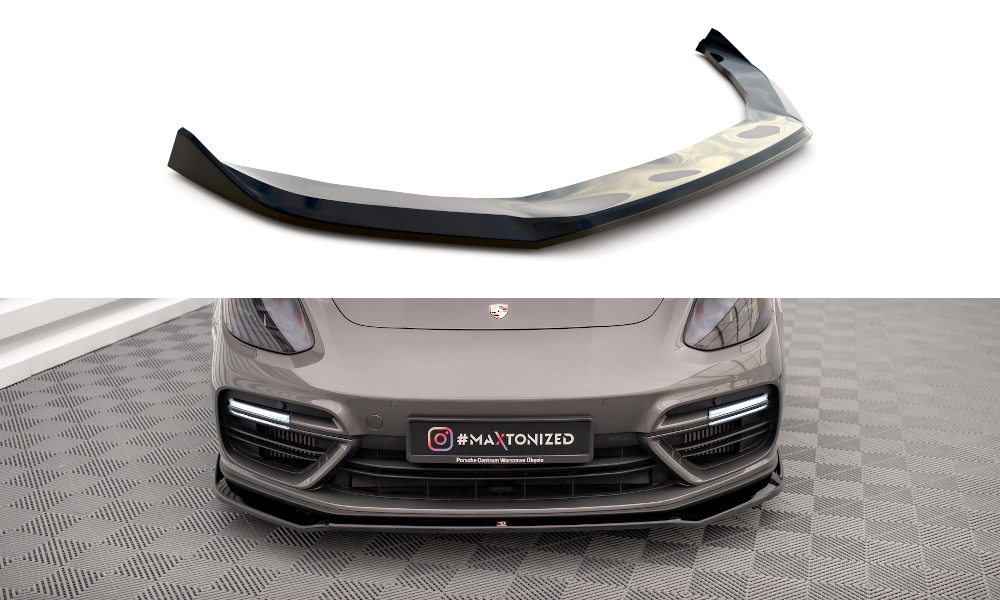 Street+ Spoilerlippe Front Ansatz V.2 passend für Porsche Panamera Turbo S E-Hybrid schwarz Hochglanz – Ansicht 2