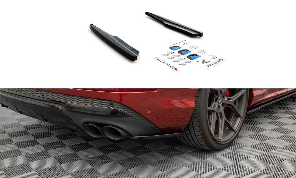 Heck Ansatz Flaps Diffusor passend für Audi SQ7 Mk2 (4M) Facelift  schwarz Hochglanz – Ansicht 2