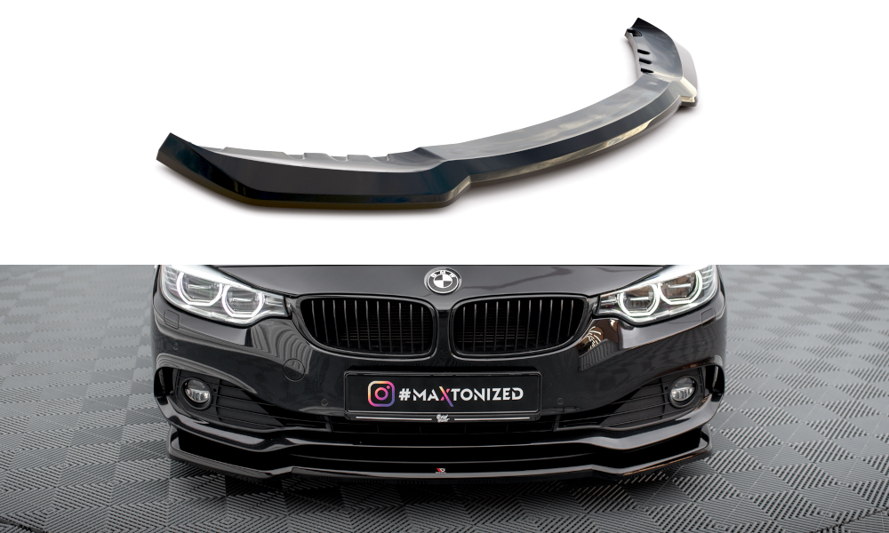 Street+ Spoilerlippe Front Ansatz V.1 passend für BMW 4er Coupe / Gran Coupe / Cabrio F32 / F36 / F33 schwarz Hochglanz – Ansicht 2