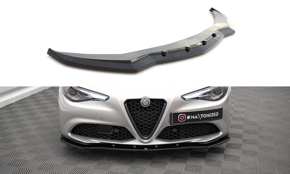 Street+ Spoilerlippe Front Ansatz V.1 passend für Alfa Romeo Giulia Sport schwarz Hochglanz – Ansicht 2