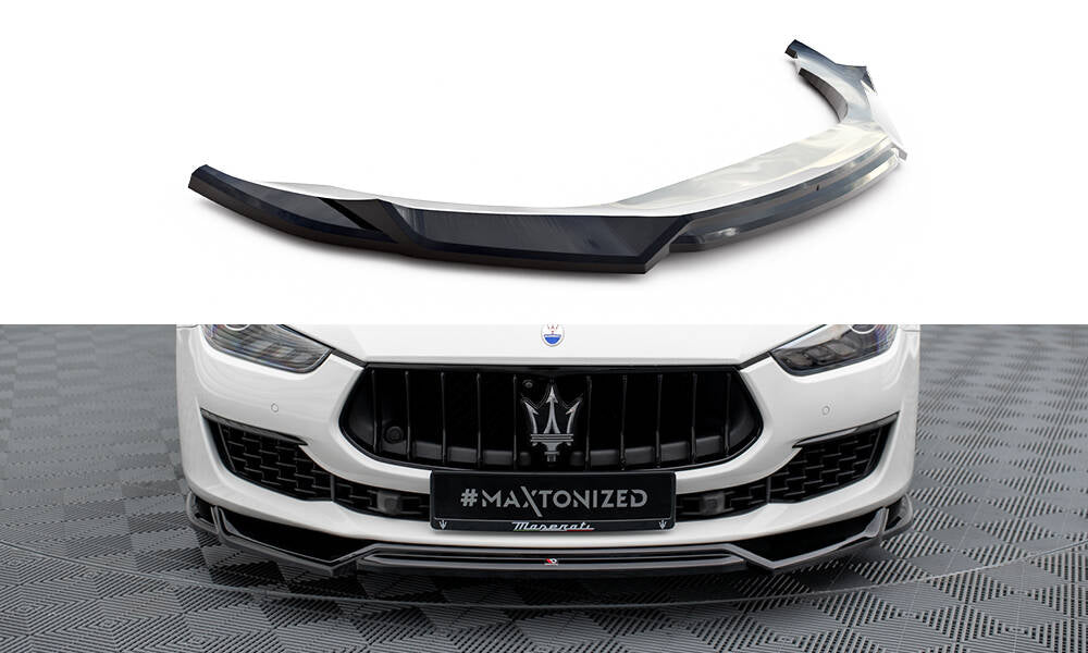 Street+ Spoilerlippe Front Ansatz V.2 passend für Maserati Ghibli Mk3 Facelift schwarz Hochglanz – Ansicht 2