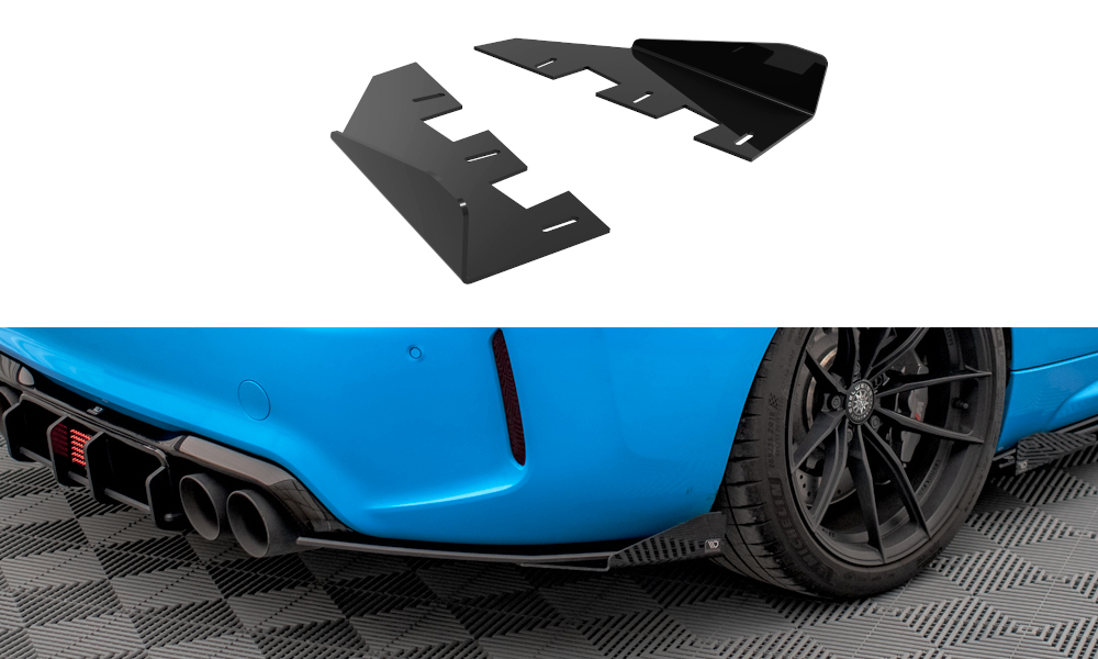 Hintere Seiten Flaps passend für BMW M2 F87 schwarz Hochglanz – Ansicht 2