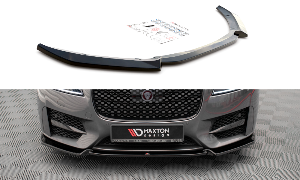 Street+ Spoilerlippe Front Ansatz V.2 passend für Jaguar XF R-Sport X260 schwarz Hochglanz – Ansicht 2