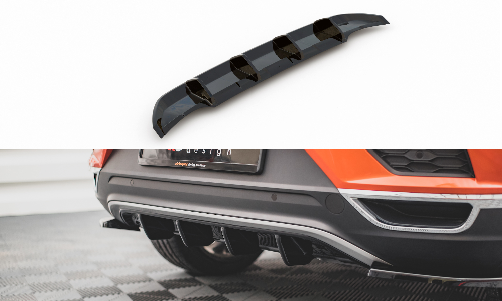 Diffusor Heck Ansatz passend für VW T-Roc Mk1 schwarz Hochglanz – Ansicht 2