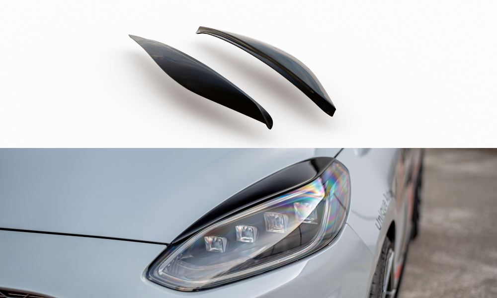 Scheinwerfer Blenden Böser Blick passend für Ford Fiesta Mk8 ST / ST-Line / Standard schwarz Hochglanz – Ansicht 2