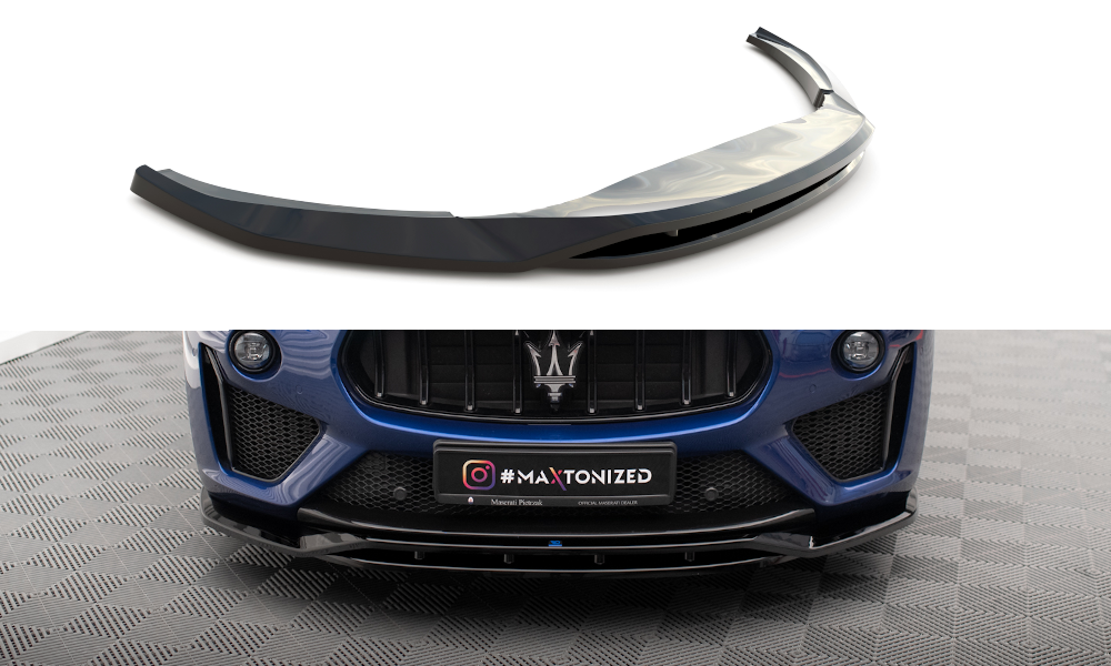 Street+ Spoilerlippe Front Ansatz passend für Maserati Levante GTS / Trofeo Mk1 schwarz Hochglanz – Ansicht 2