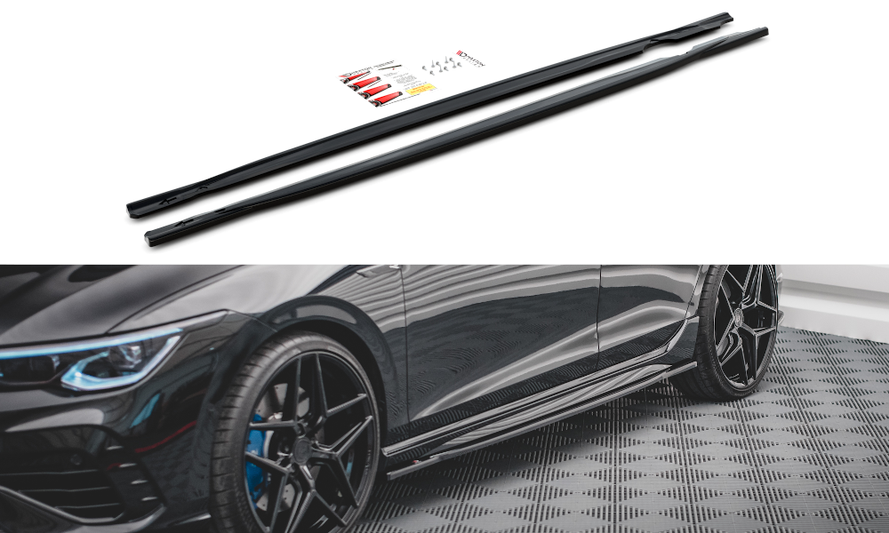 Street+ Seitenschweller Leisten passend für V.1 passend für VW Golf R Hatchback Mk8 Facelift schwarz Hochglanz – Ansicht 2