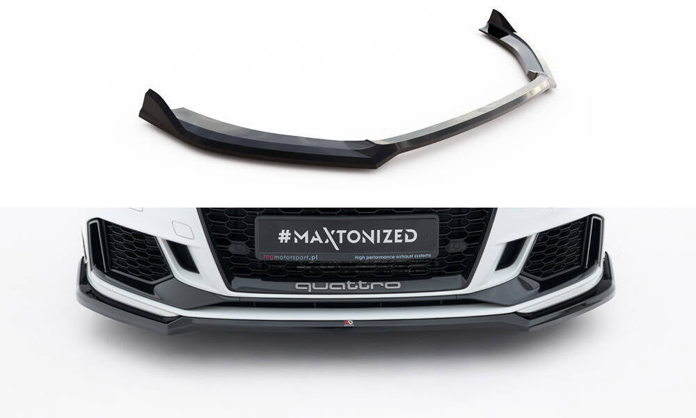 Street+ Spoilerlippe Front Ansatz V.4 passend für Audi RS3 Limousine 8V Facelift schwarz Hochglanz – Ansicht 2