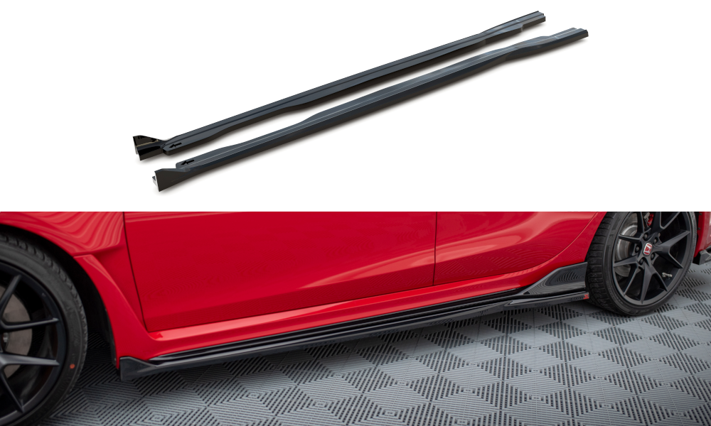 Street+ Seitenschweller Leisten V.2 passend für Honda Civic Type-R Mk 11 schwarz Hochglanz – Ansicht 2