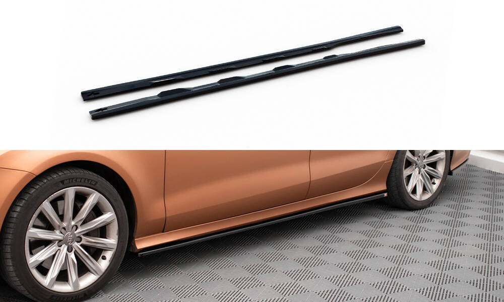 Street+ Seitenschweller Leisten passend für V.3 passend für Audi A7 S-Line / S7 C7 schwarz Hochglanz – Ansicht 2